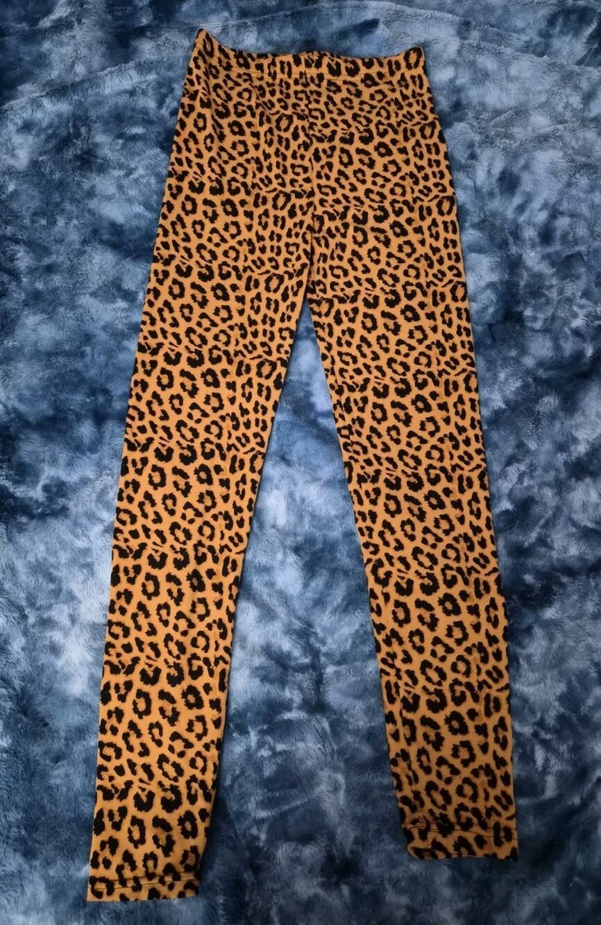 Women's Free Size (S/M) Iris Brand Leopard Cheetah Print Gold & Black Leggings